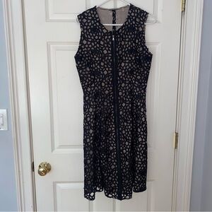 T Tahari Black Lace Overlay Midi Dress